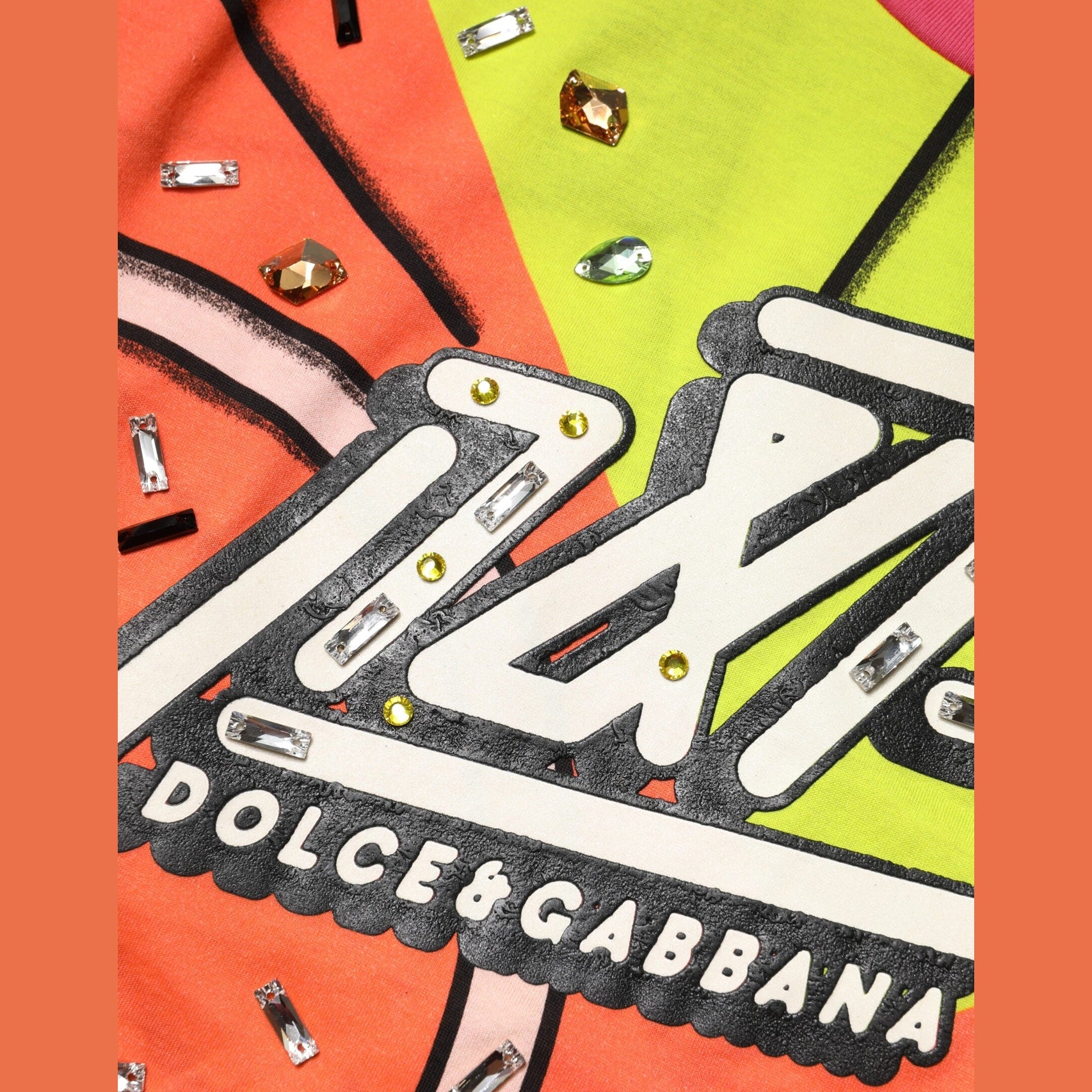 Dolce & Gabbana Multicolor Printed Crystal Embellishment Top