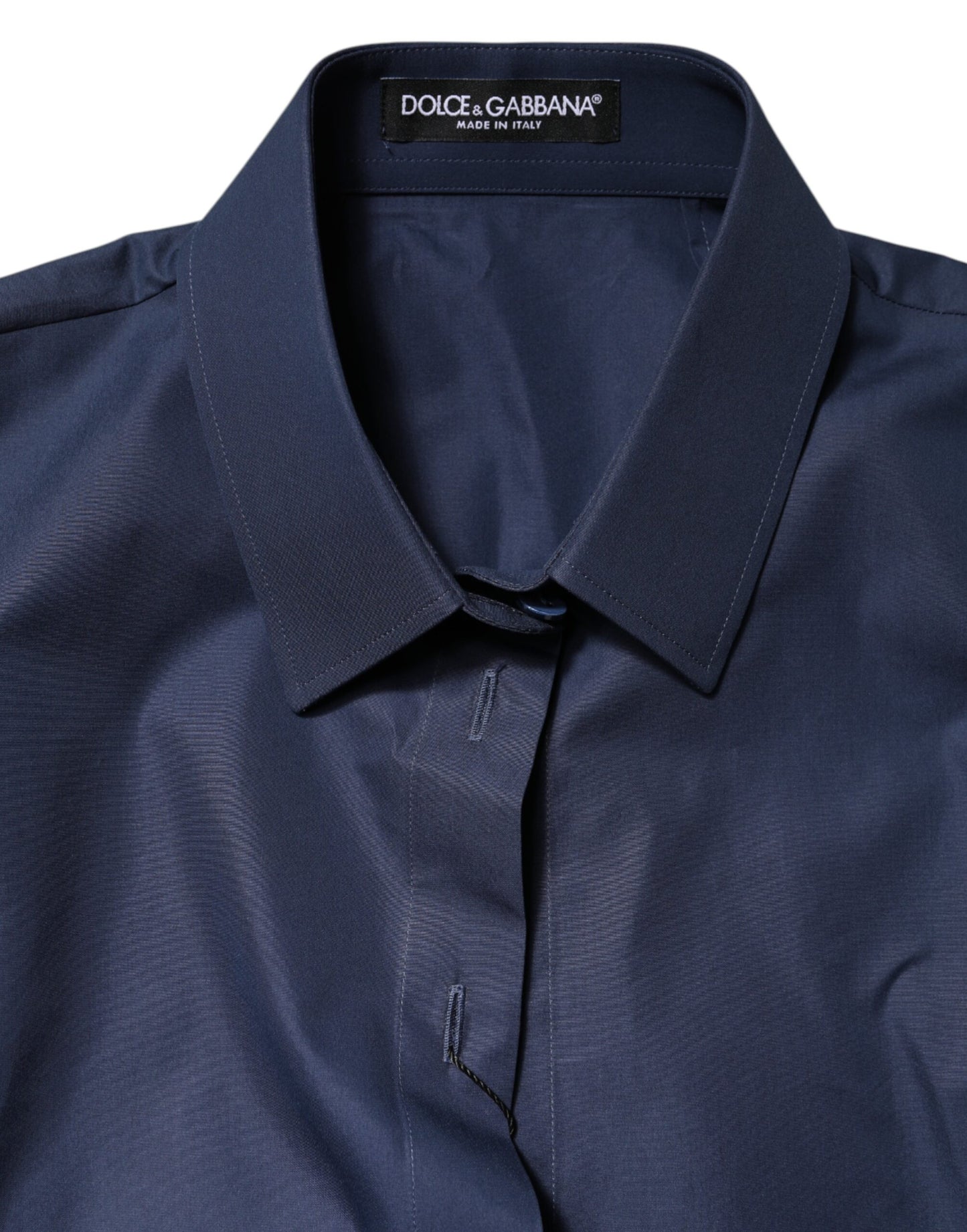 Dolce & Gabbana Blue Cotton Short Sleeves Button Down Top Dolce & Gabbana