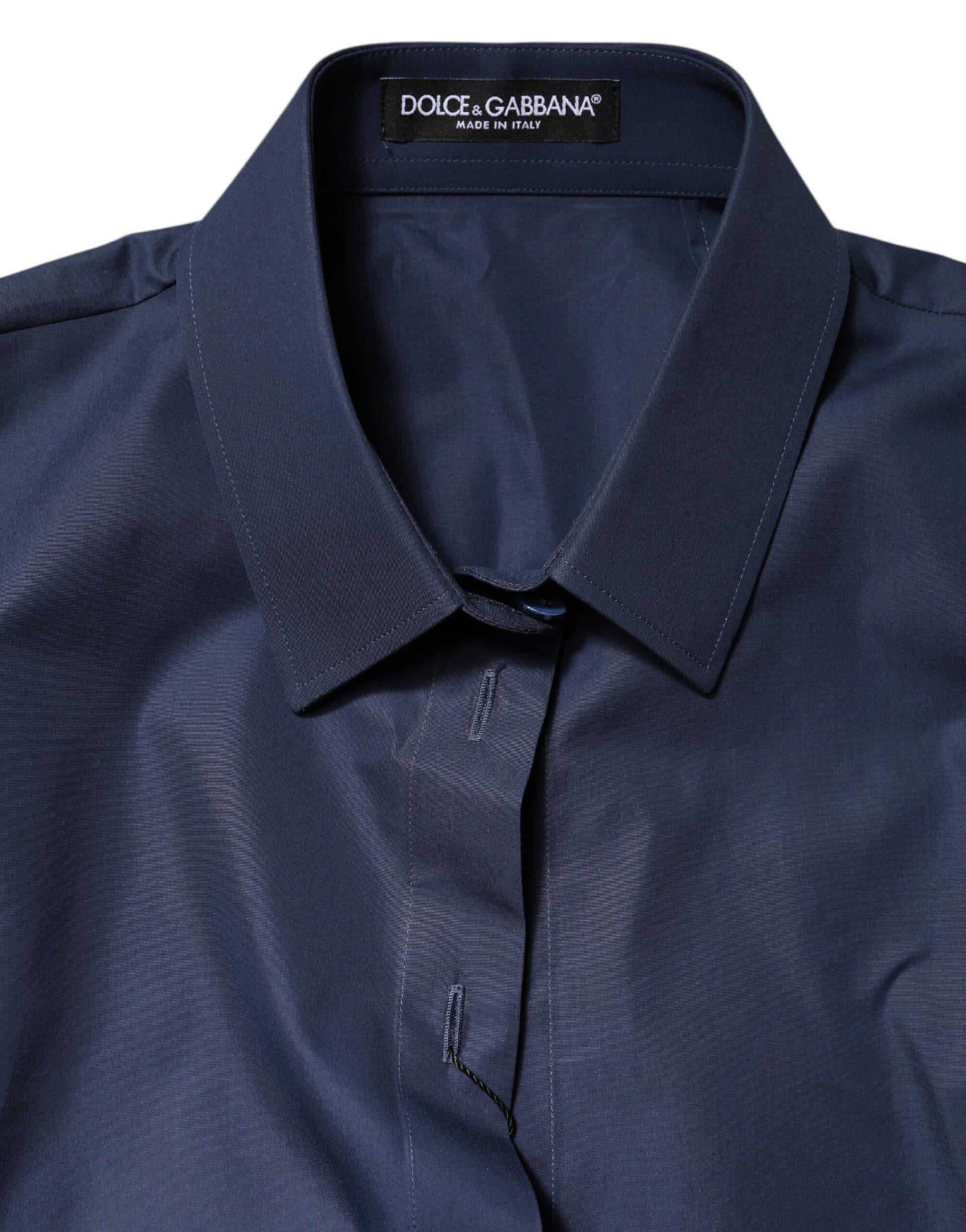 Dolce & Gabbana Blue Cotton Short Sleeves Button Down Top Dolce & Gabbana