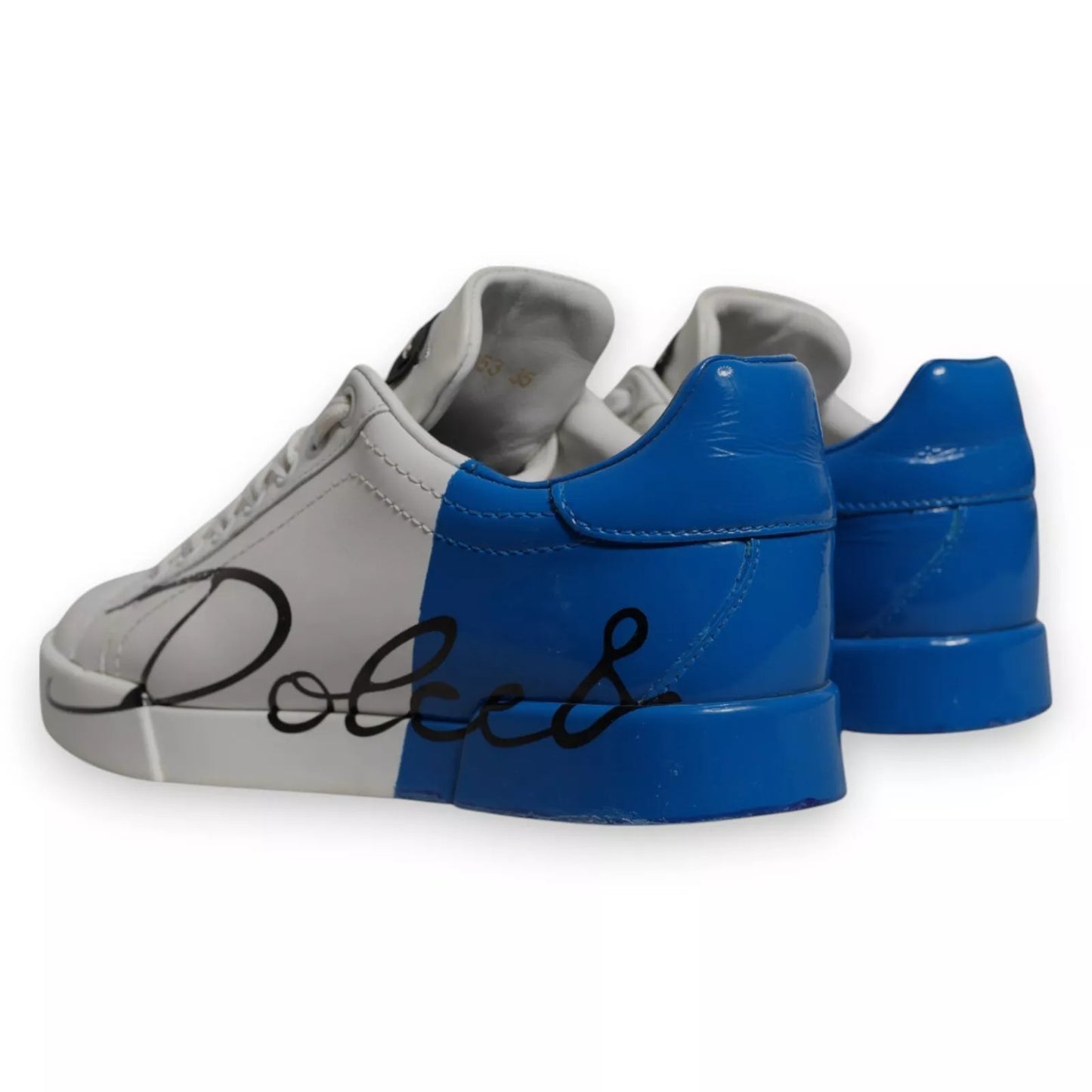 Dolce & Gabbana White Blue Logo Portofino Sneakers Shoes Dolce & Gabbana