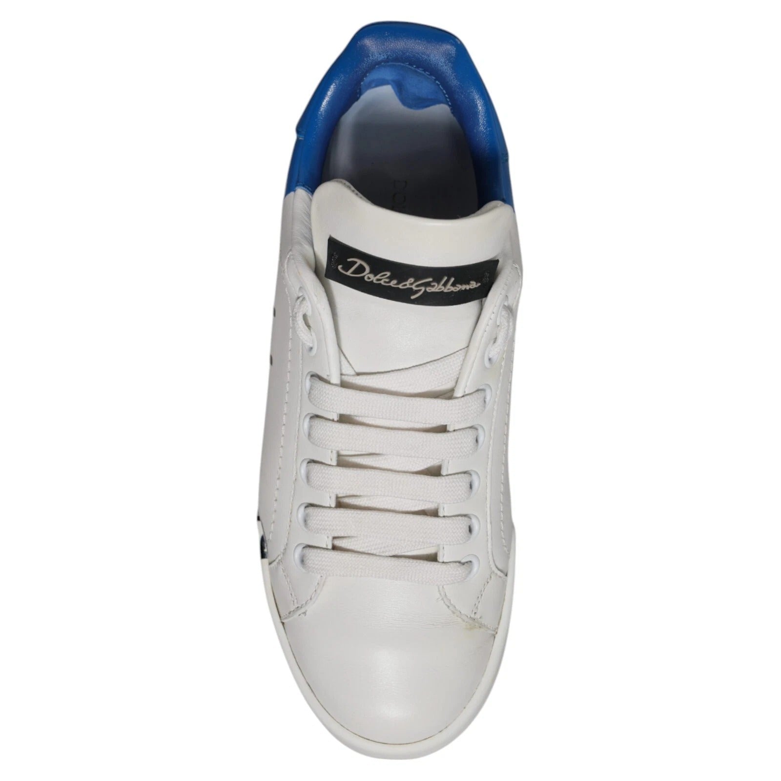 Dolce & Gabbana White Blue Logo Portofino Sneakers Shoes Dolce & Gabbana