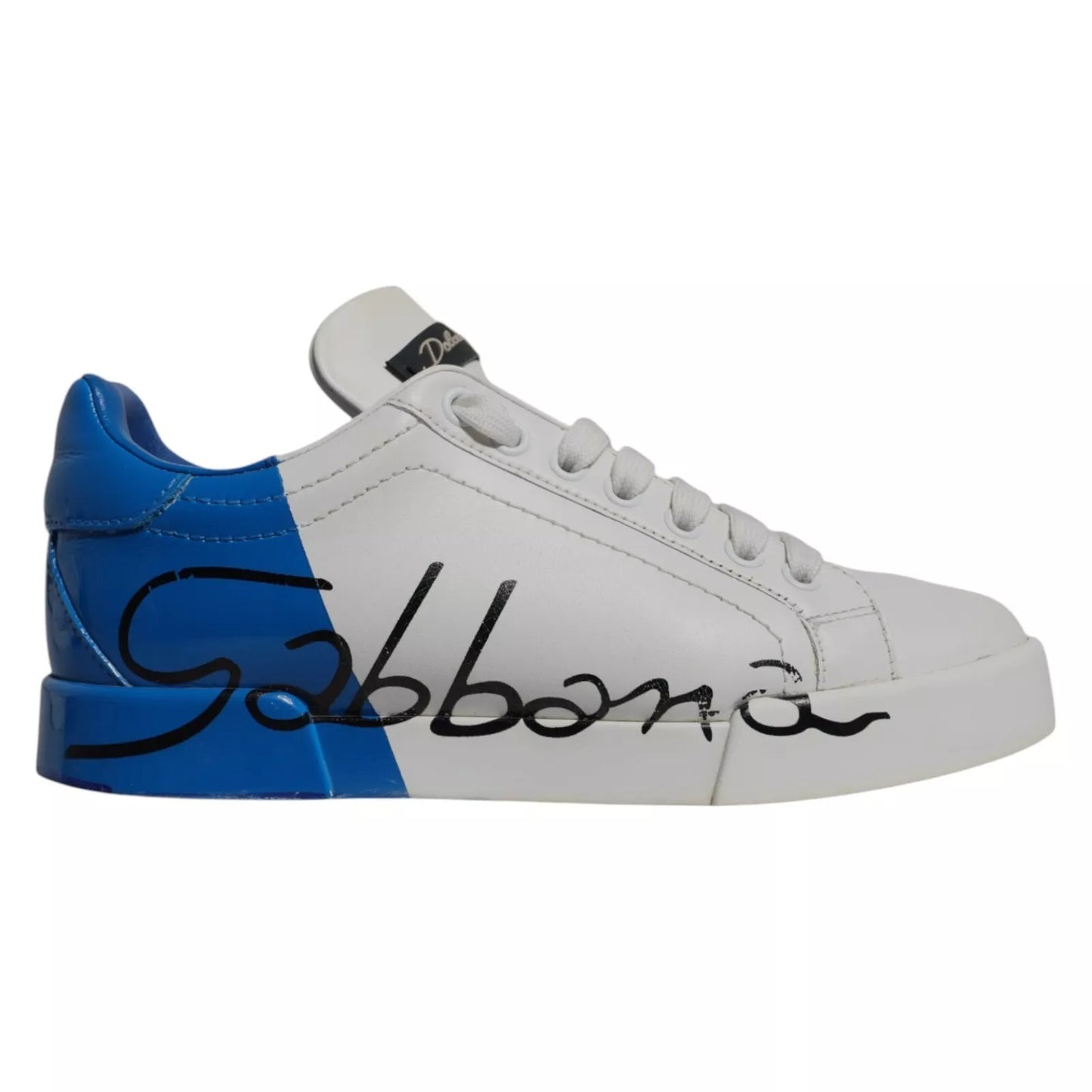 Dolce & Gabbana White Blue Logo Portofino Sneakers Shoes Dolce & Gabbana