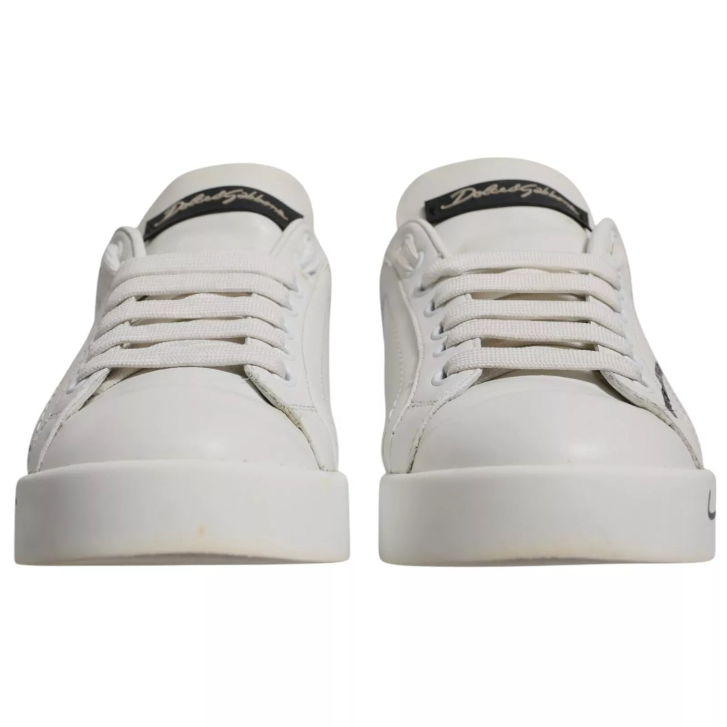 Dolce & Gabbana White Blue Logo Portofino Sneakers Shoes Dolce & Gabbana