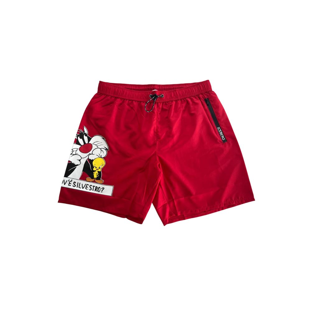 Iceberg Red Polyester Men's Swim Short