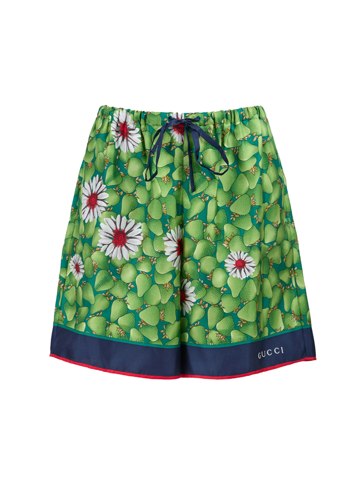 Gucci Green Flower Printed Silk Shorts Gucci