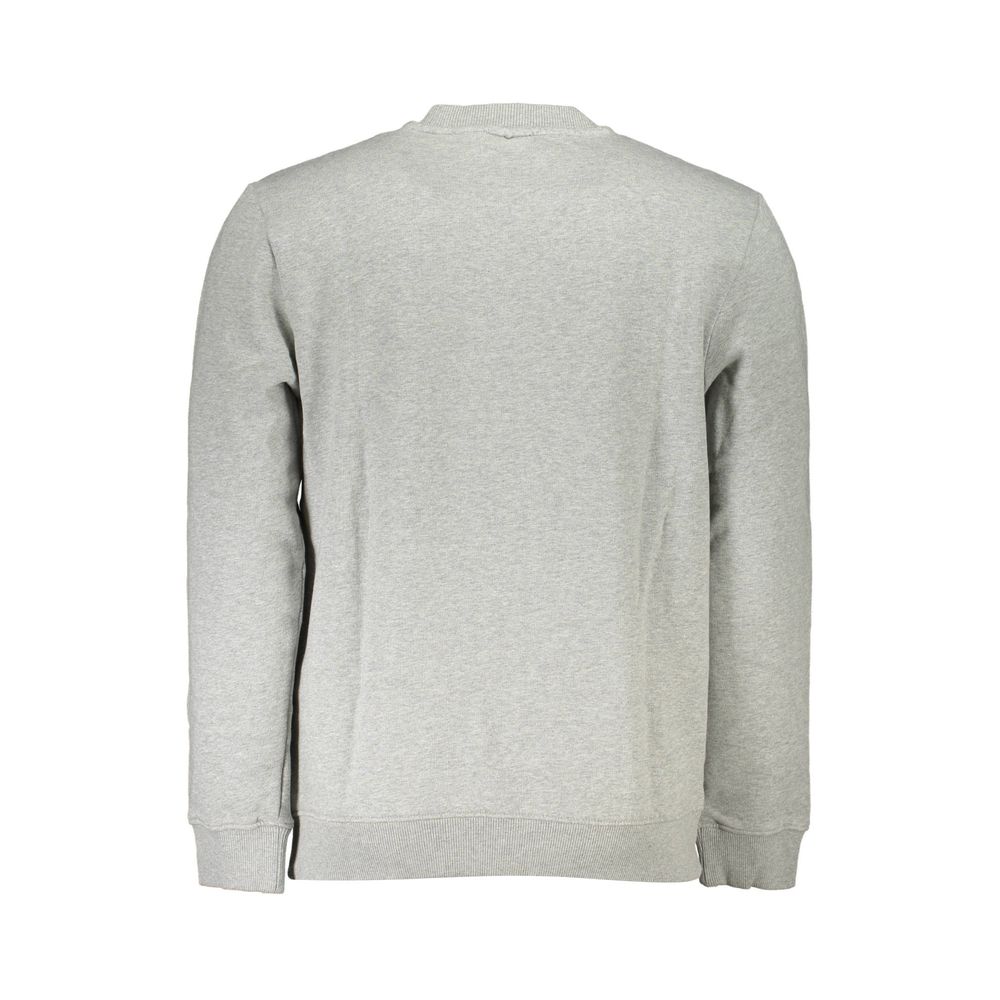 Napapijri Grigio cotton men's sweatshirt displayed on a hanger, featuring a casual fit and long sleeves.