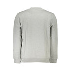 Napapijri Grigio cotton men's sweatshirt displayed on a hanger, featuring a casual fit and long sleeves.