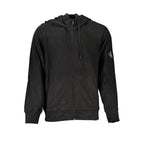 Black Calvin Klein men's cotton sweatshirt with crewneck and long sleeves, casual style, shown on a plain background.