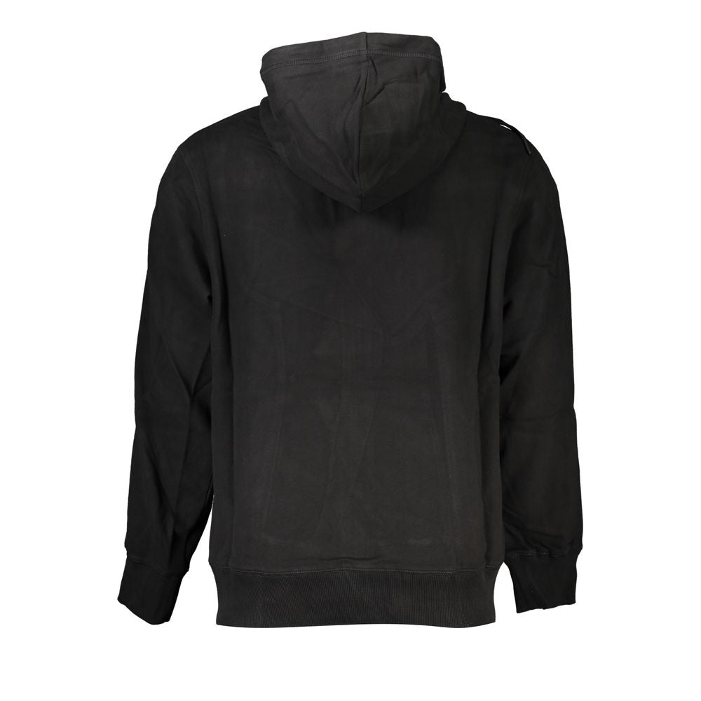 Black Calvin Klein men's cotton sweatshirt with crew neck and long sleeves, casual style, on a plain background.