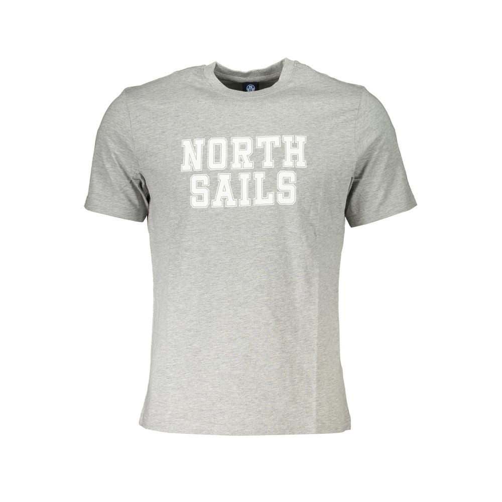 North Sails Grigio cotton men's T-shirt displayed, featuring a classic crew neck and casual fit in light gray fabric.