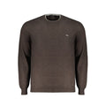 Harmont & Blaine men's Marrone wool sweater with a ribbed collar and cuffs, featuring a classic knit pattern.
