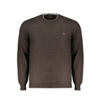 Harmont & Blaine men's Marrone wool sweater with a ribbed collar and cuffs, featuring a classic knit pattern.