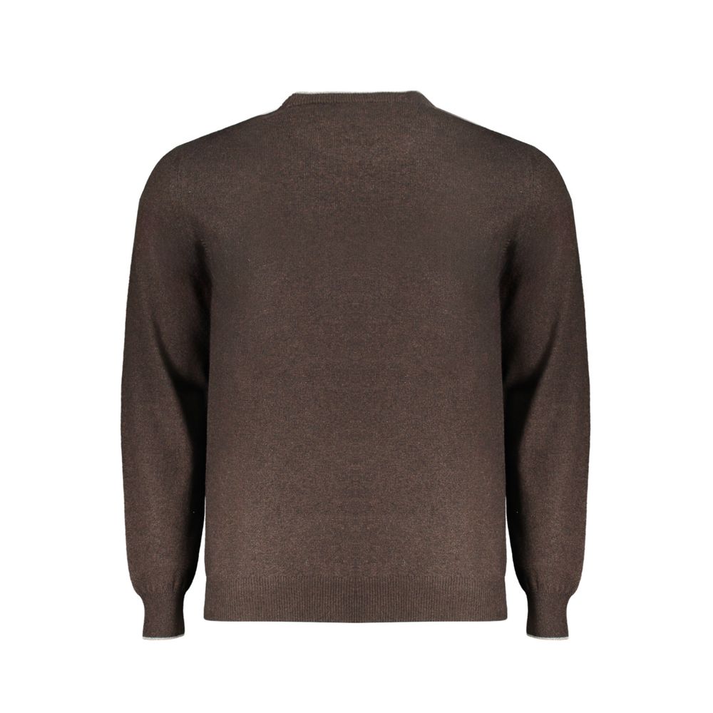 Harmont & Blaine men's brown wool sweater with crew neck and ribbed cuffs, perfect for casual or smart-casual wear.