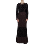 Dolce & Gabbana Purple Floral Lace Ricamo Maxi Dress
