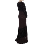 Dolce & Gabbana Purple Floral Lace Ricamo Maxi Dress