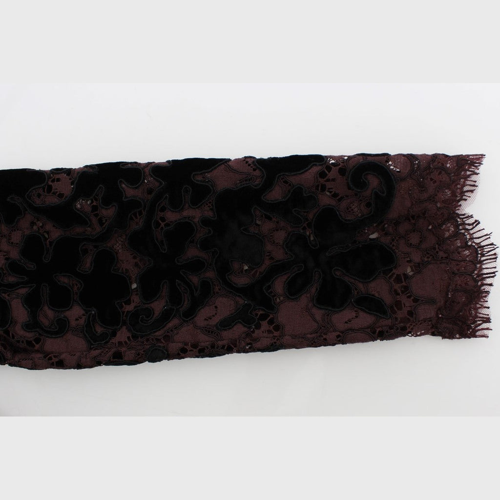 Dolce & Gabbana Purple Floral Lace Ricamo Maxi Dress
