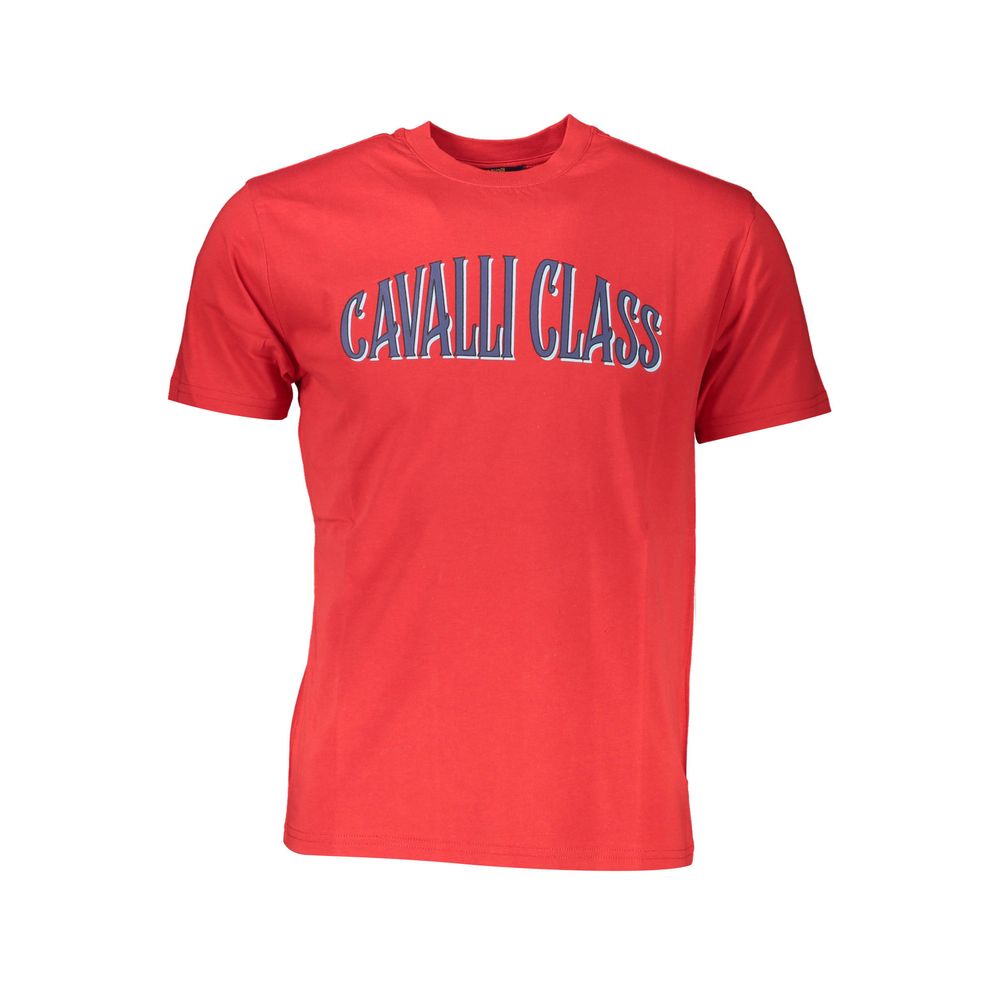 Red Cavalli Class cotton men's T-shirt with a classic fit and round neckline, featuring subtle branding detail.