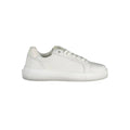 Calvin Klein Bianco leather women’s sneaker with white sole and minimalist design, featuring the Calvin Klein logo.