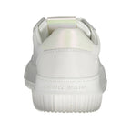 Calvin Klein Bianco leather women's sneaker with white laces and sleek design, perfect for casual and athletic wear.