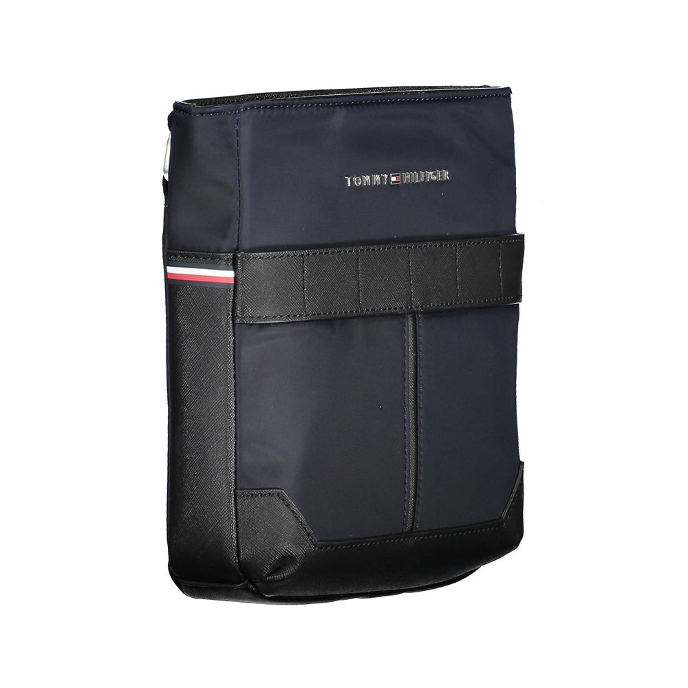 Tommy Hilfiger blue polyurethane men's shoulder bag with adjustable strap and sleek design, suitable for everyday use.