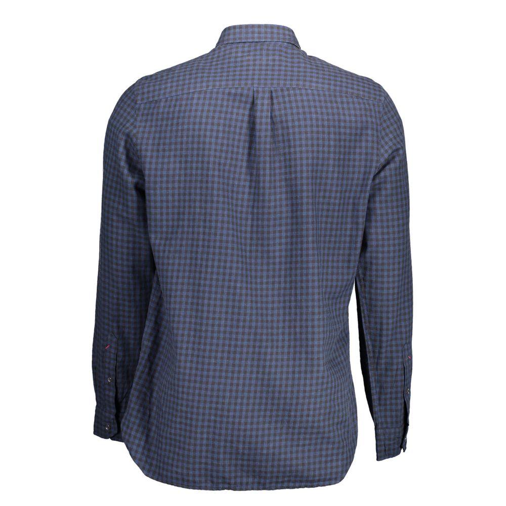 Blue cotton men's shirt by U.S. POLO ASSN., featuring a classic collar and button-down front.