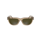 Calvin Klein Marrone acetate women’s sunglasses with rounded frames and dark tinted lenses.