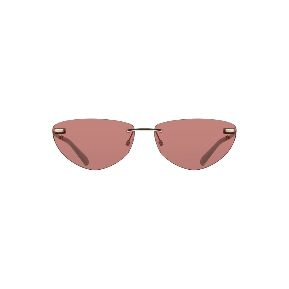 Calvin Klein Rosa Metallo women's sunglasses with round metal frames and dark tinted lenses.