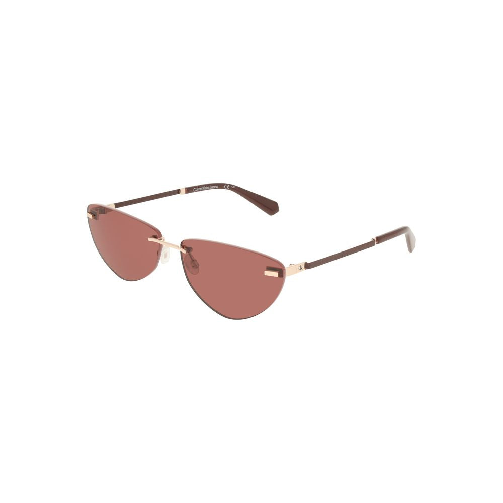 Calvin Klein Rosa Metallo women's sunglasses with pink-tinted lenses and sleek metal frame.