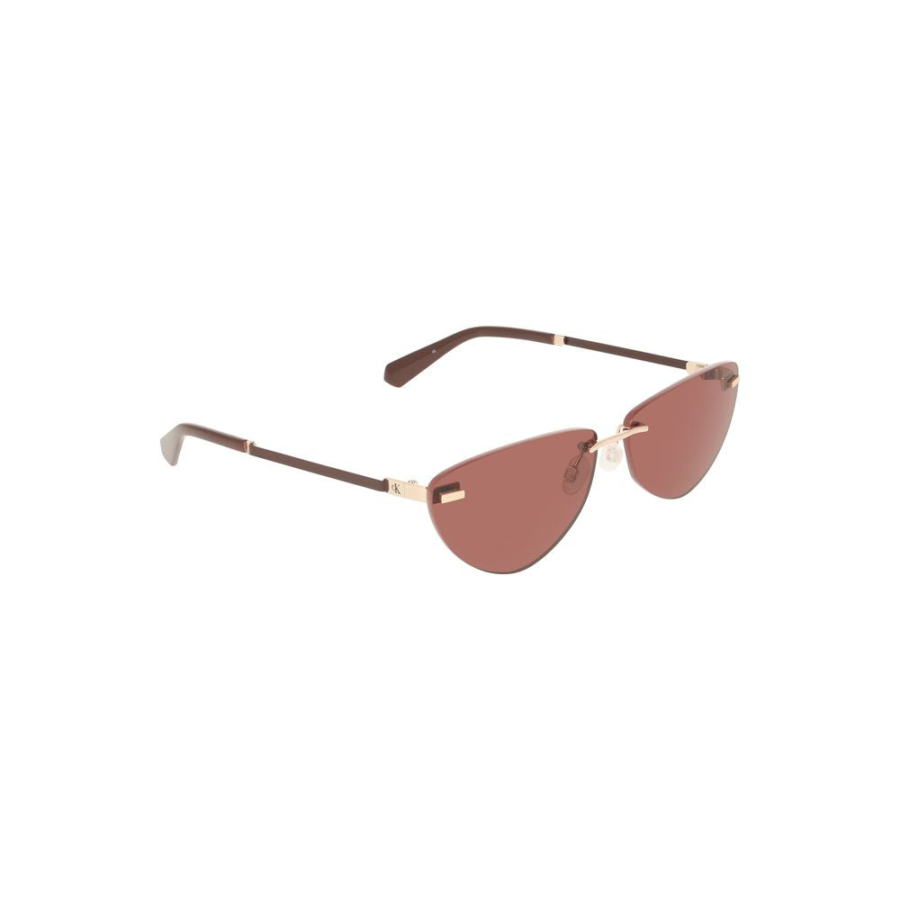 Calvin Klein Rosa Metallo women's sunglasses with round pink-tinted lenses and sleek metal frame.