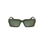 Calvin Klein Verde acetate women’s sunglasses with rounded frames and dark tinted lenses.