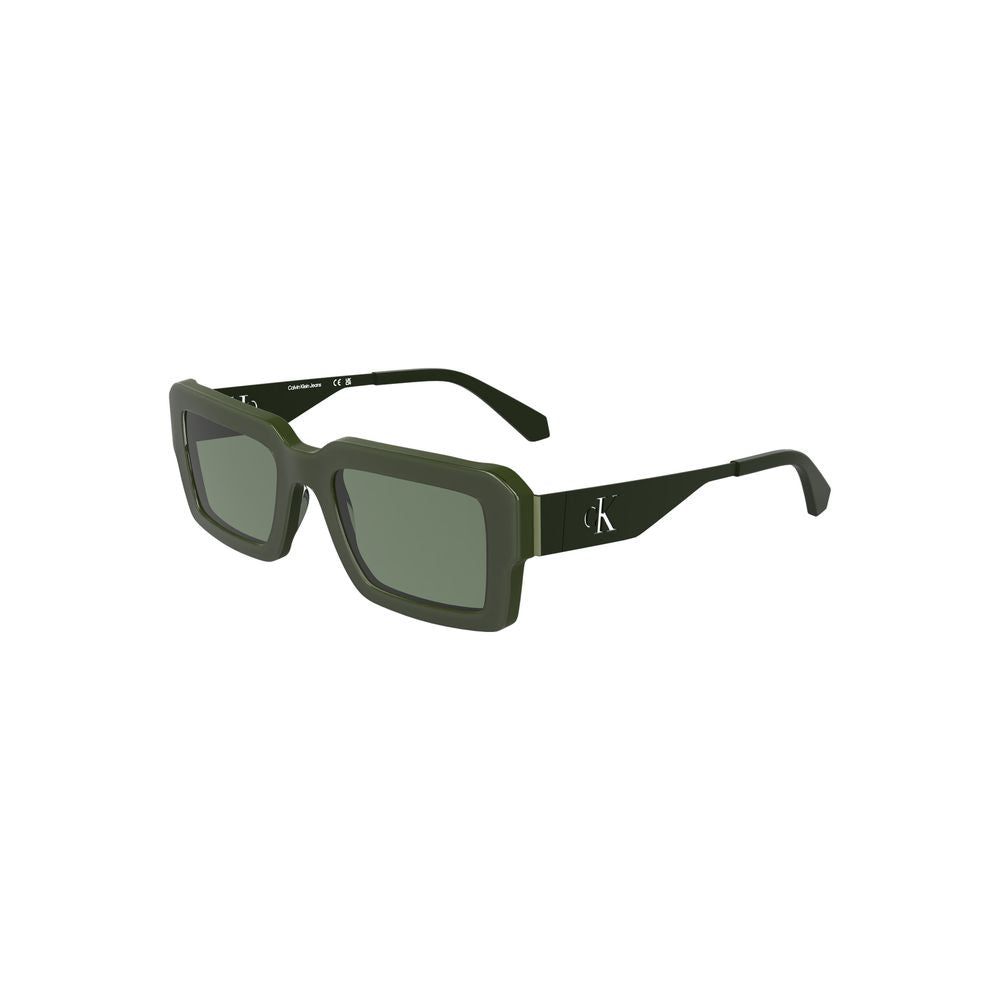 Calvin Klein Verde acetate women's sunglasses with rounded frames and dark tinted lenses.