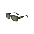 Calvin Klein Verde acetate women's sunglasses with rounded frames and dark tinted lenses.