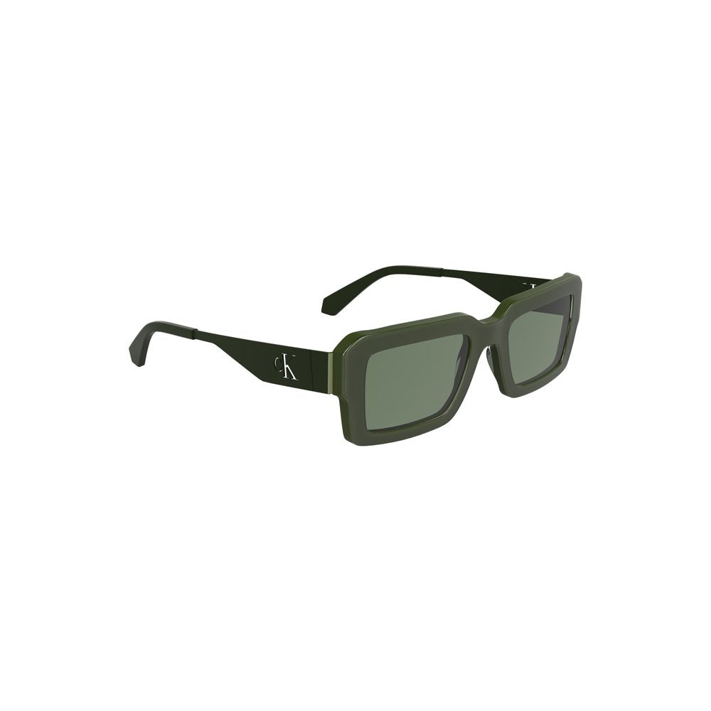 Calvin Klein Verde acetate women's sunglasses with rounded frames and dark tinted lenses.