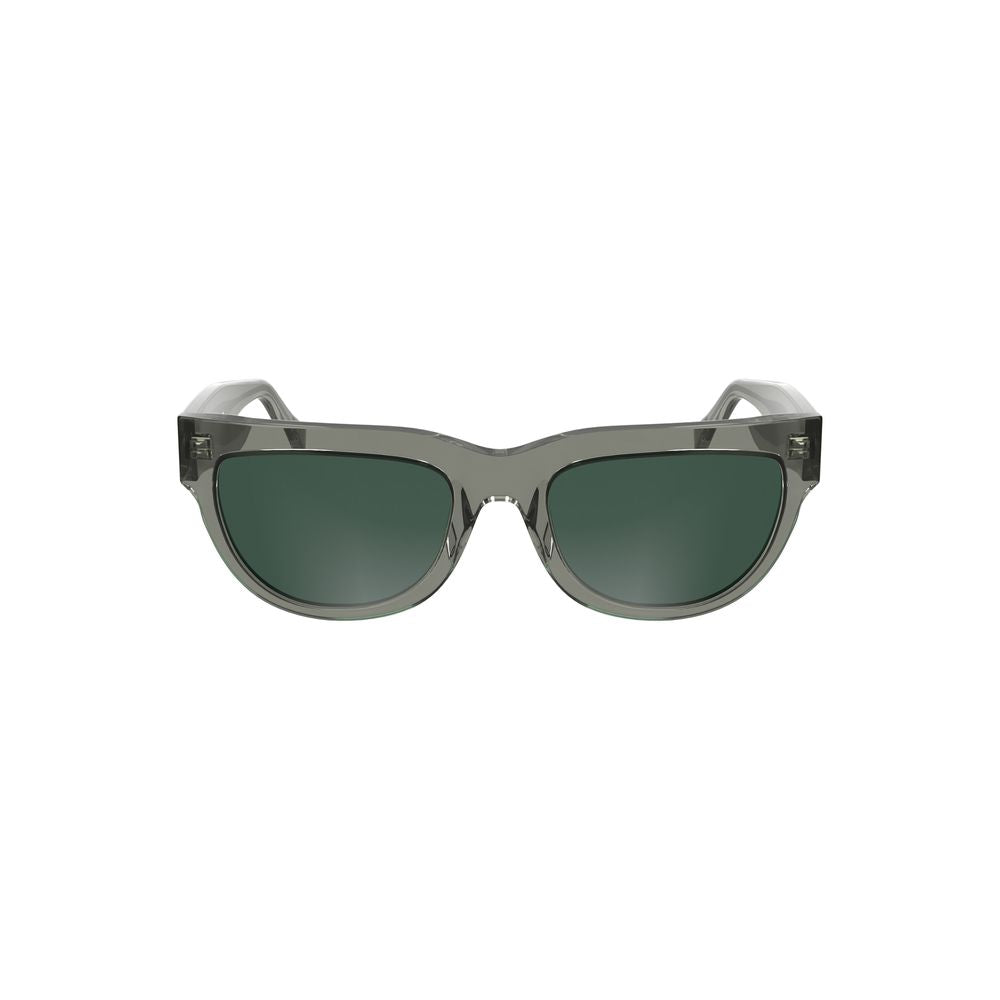 Calvin Klein Grigio acetate women's sunglasses with rectangular frames and dark tinted lenses.