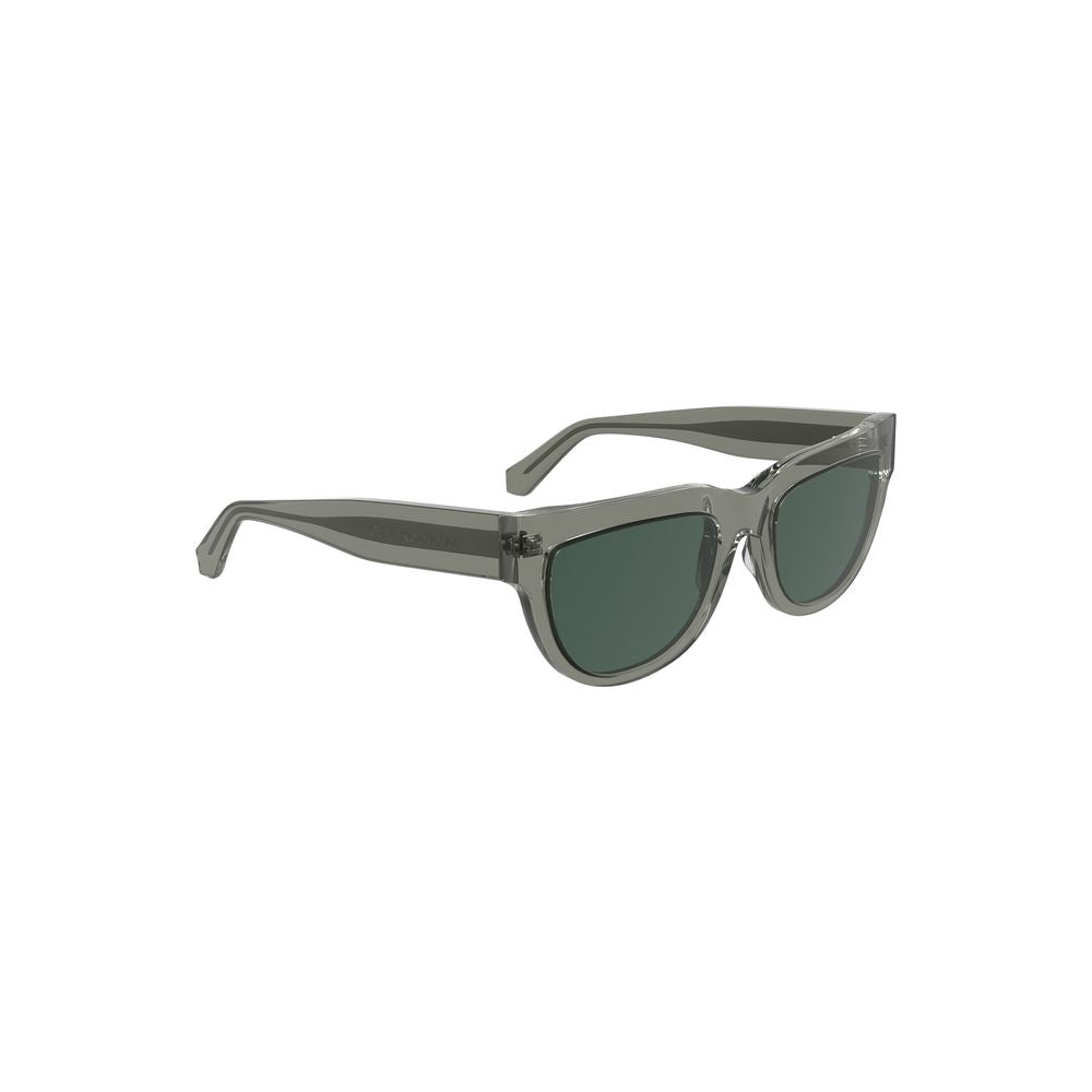 Calvin Klein Grigio acetate women's sunglasses with rounded frames and dark tinted lenses, stylish and modern eyewear.