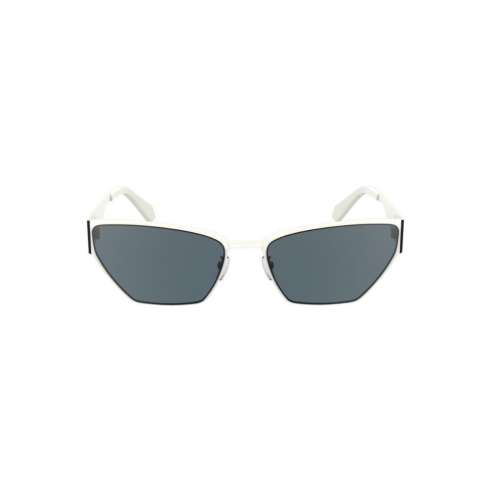 Calvin Klein white metal women's sunglasses with sleek frame and tinted lenses, stylish and elegant eyewear.