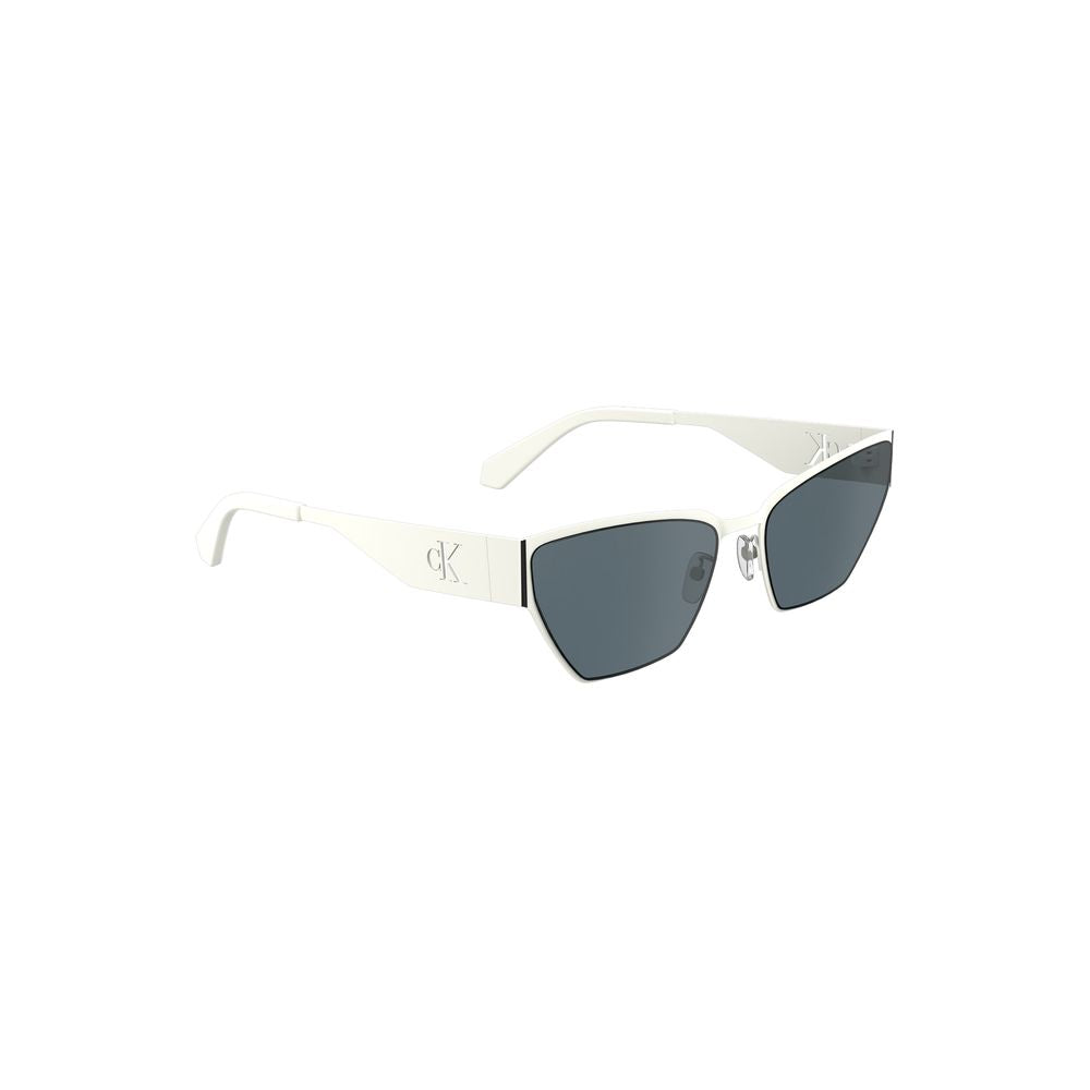 Calvin Klein white metal women's sunglasses with sleek frame and tinted lenses, stylish and lightweight for everyday wear.