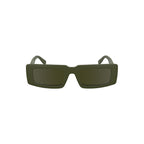 Calvin Klein Verde Bio Women Sunglasses with round green tinted lenses and slim metal frames.
