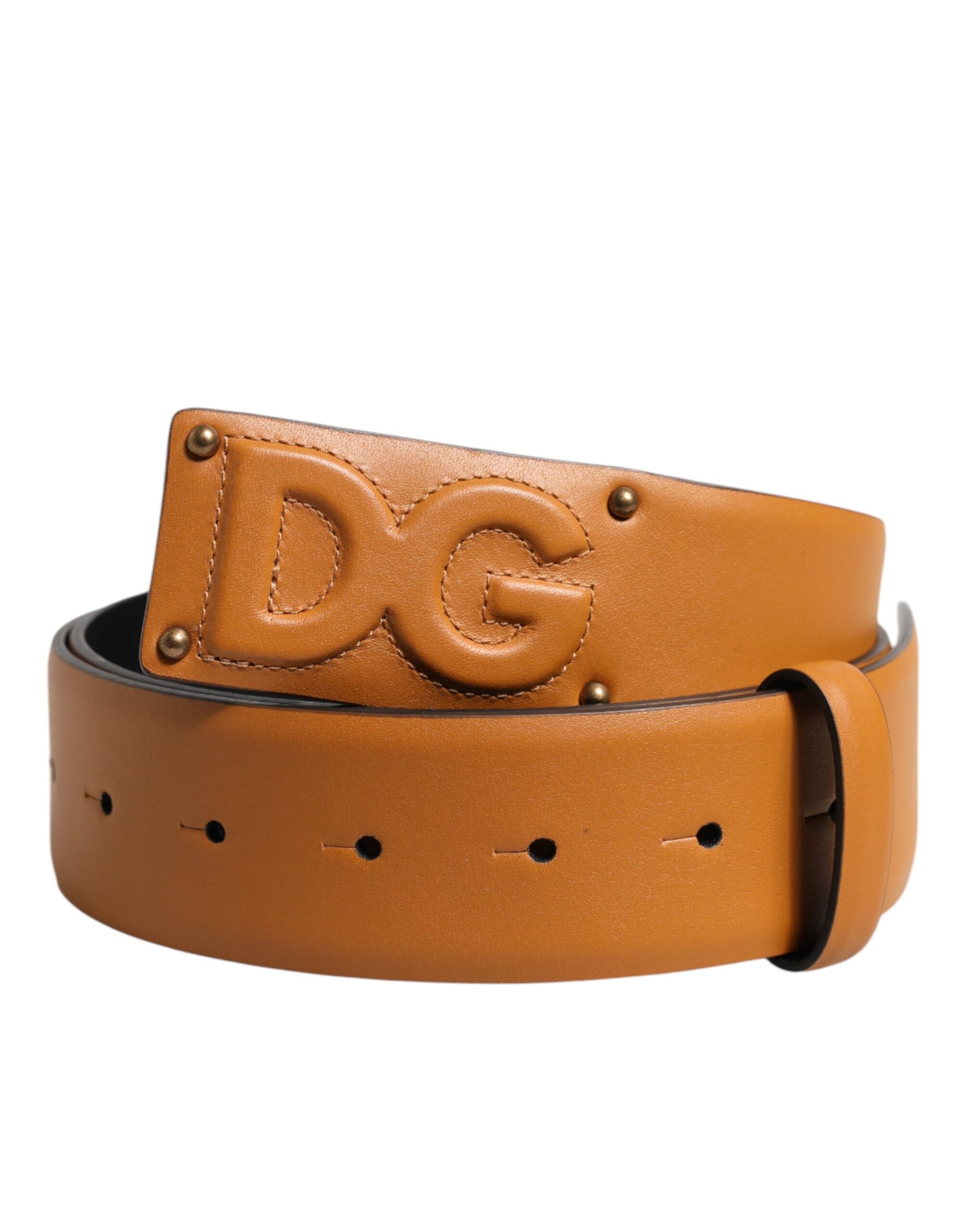 Dolce & Gabbana Brown Leather Buckle DG Logo Embossed Belt Dolce & Gabbana
