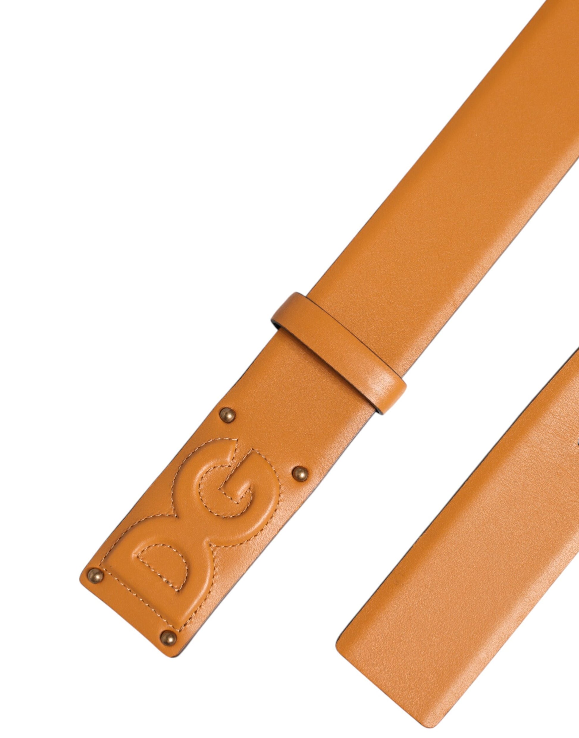 Dolce & Gabbana Brown Leather Buckle DG Logo Embossed Belt Dolce & Gabbana
