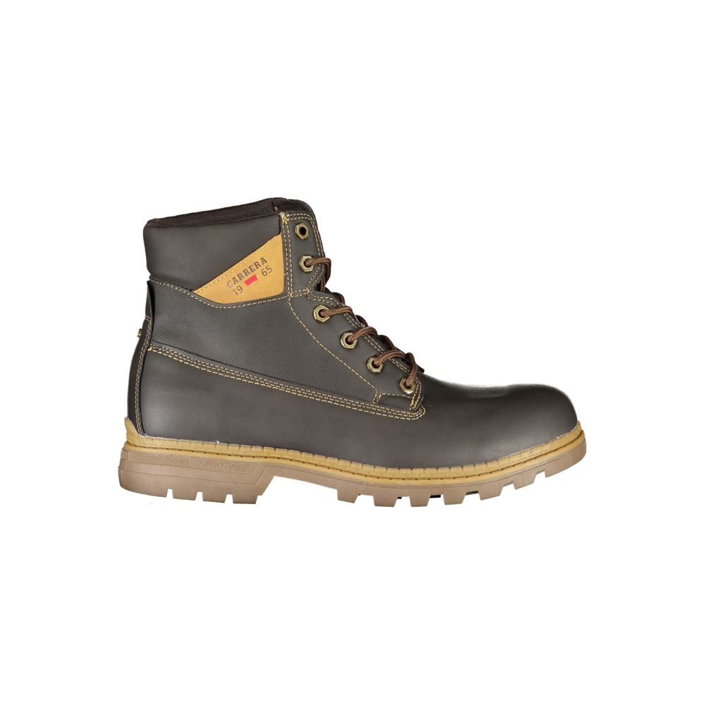 Carrera men's brown polyurethane ankle boot with rounded toe and durable sole, stylish and comfortable for everyday wear