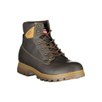 Carrera men's brown polyurethane ankle boots with rugged sole and lace-up design, stylish and durable footwear.