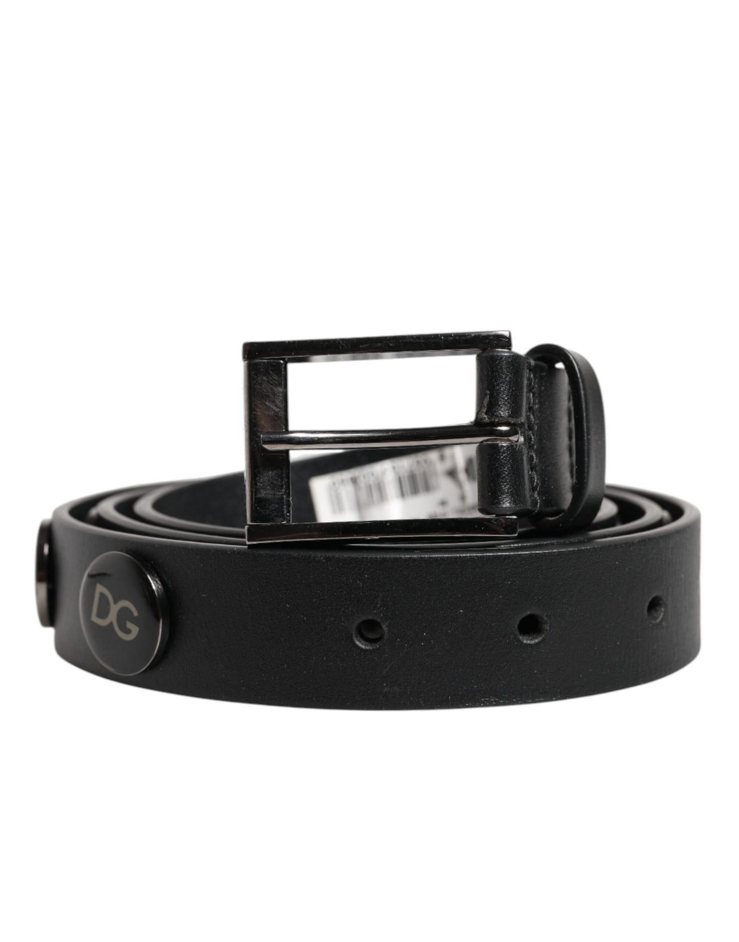 Dolce & Gabbana Black Luxury Leather DG Studs Buckle Belt Dolce & Gabbana