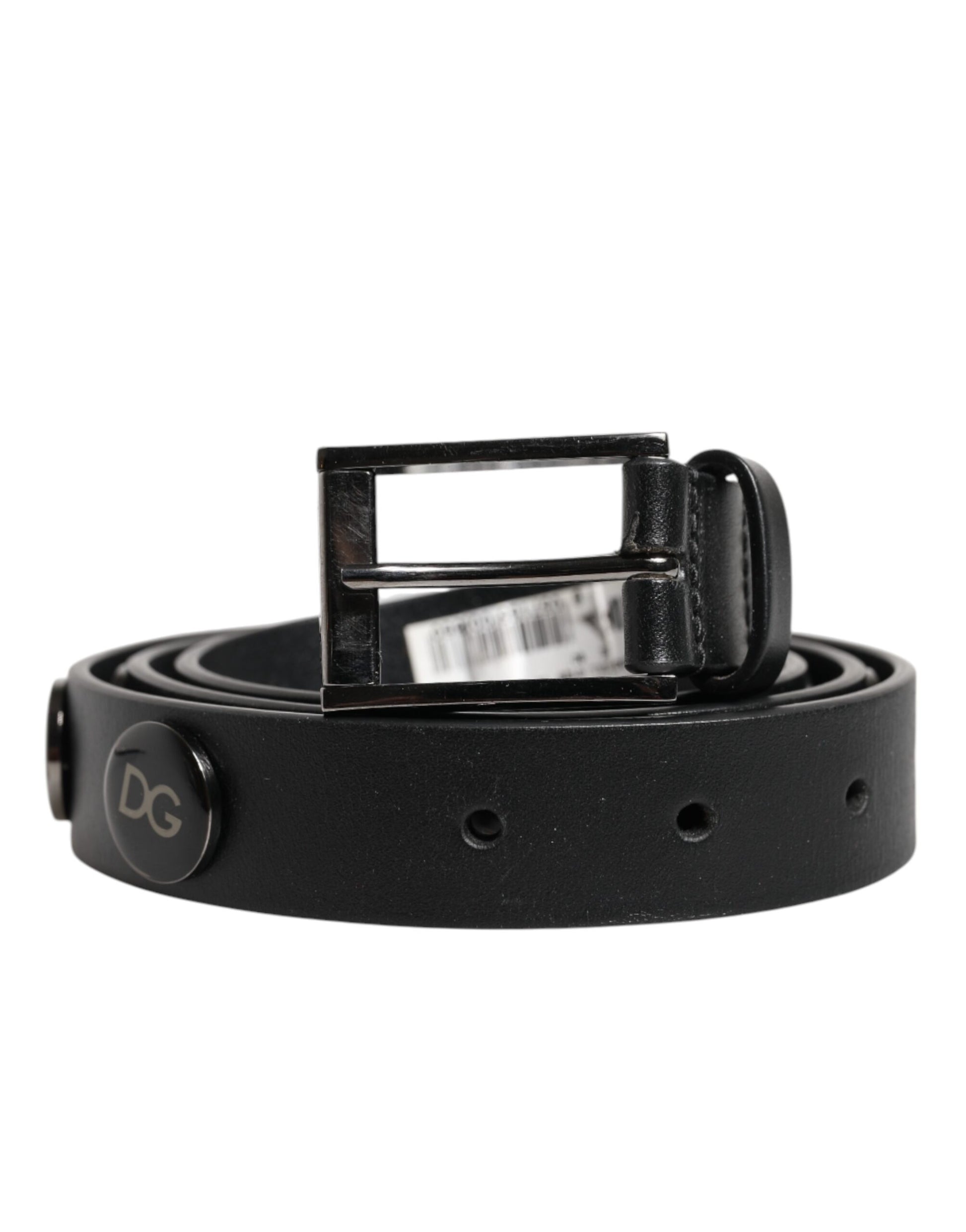 Dolce & Gabbana Black Luxury Leather DG Studs Buckle Belt Dolce & Gabbana