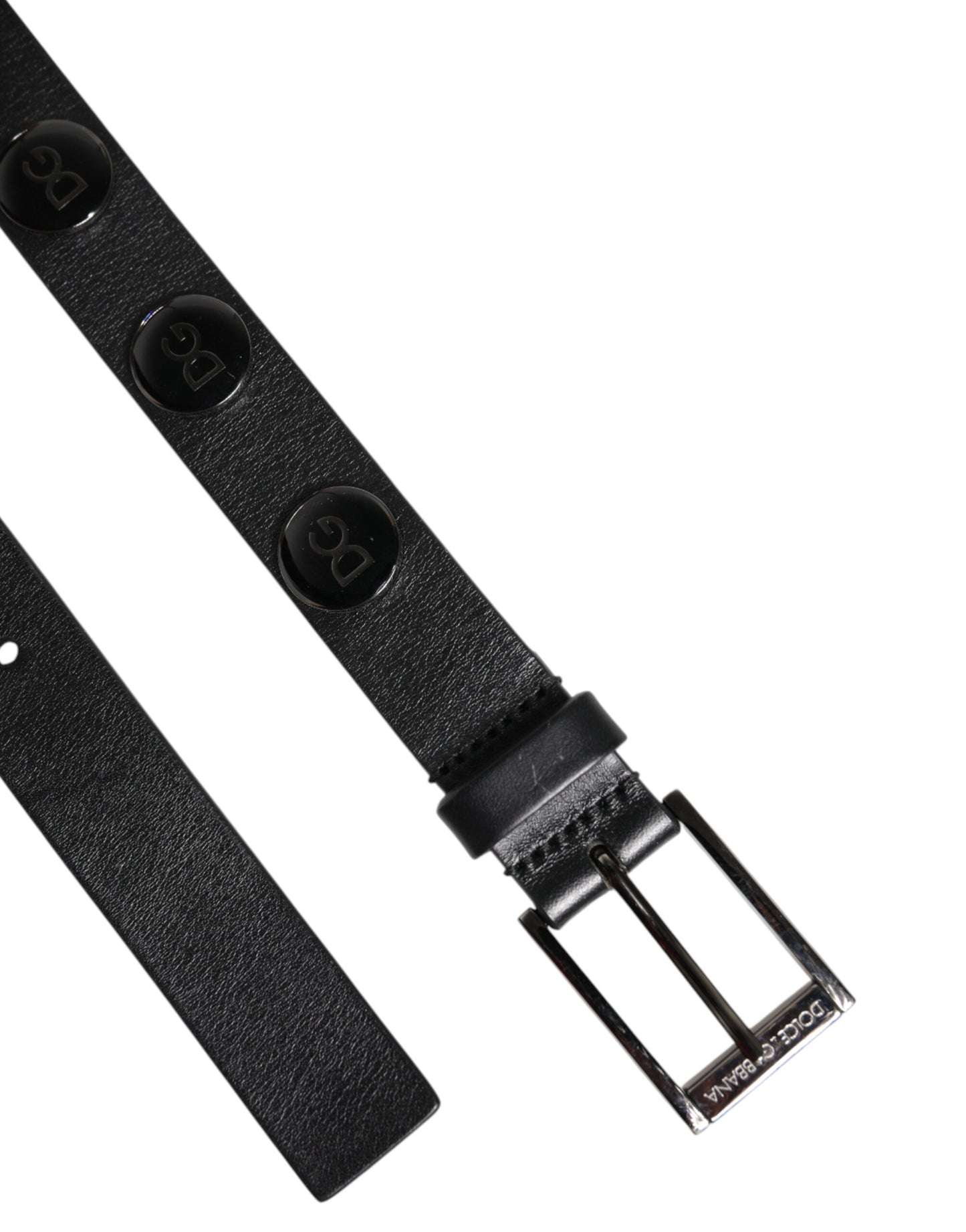Dolce & Gabbana Black Luxury Leather DG Studs Buckle Belt Dolce & Gabbana