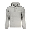 Napapijri Grigio cotton men's hoodie with front pocket and drawstring hood, casual and comfortable everyday wear.