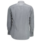 U.S. POLO ASSN. men's blue cotton shirt with button-down collar and long sleeves, casual style for everyday wear.