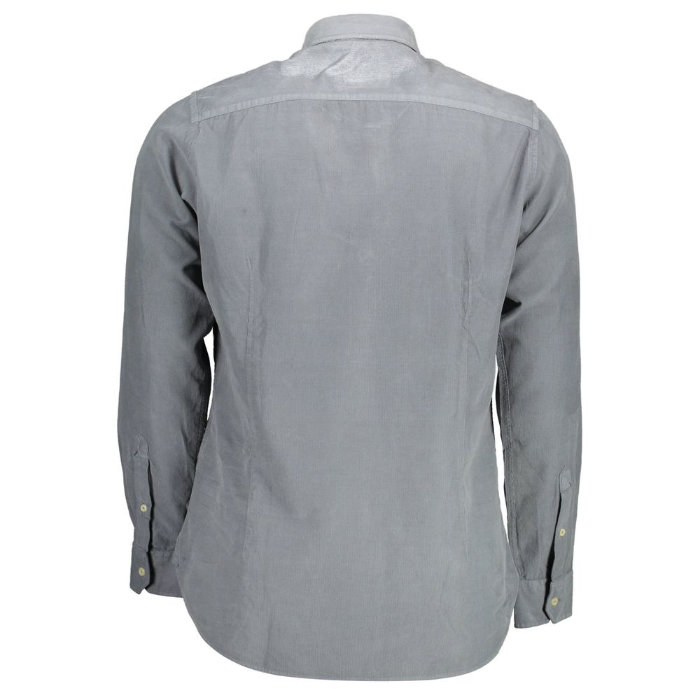 U.S. POLO ASSN. men's blue cotton shirt with button-down collar and long sleeves, casual style for everyday wear.