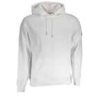 Calvin Klein Bianco cotton men's sweatshirt displayed on a hanger, featuring a classic crewneck design and minimalist style.