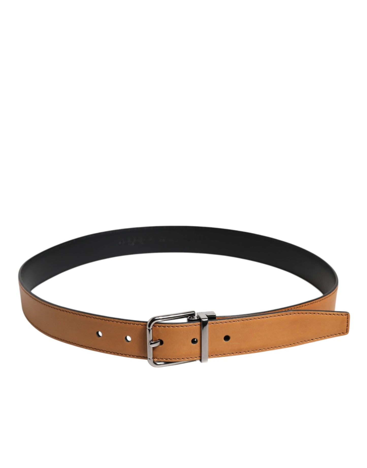 Dolce & Gabbana Brown Classic Calf Leather Silver Buckle Belt Dolce & Gabbana